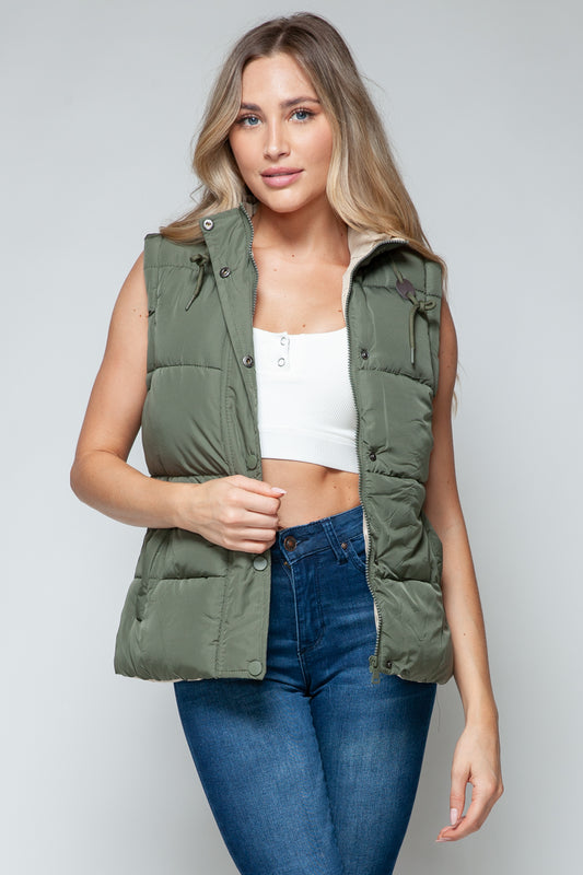 Snobbish Snap and Zip Closure Hooded Vest